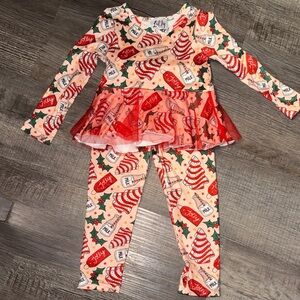 Festive Red and Cream toddler Christmas cake outfit with tulle